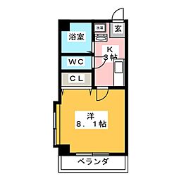 ＫＯＵＹＯＵ春岡 1階1Kの間取り