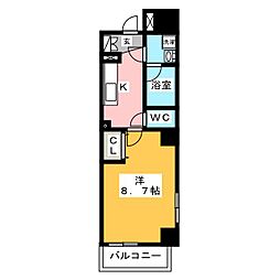 オークスクエア吹上 2階1Kの間取り