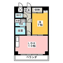 メゾン春岡 2階1LDKの間取り
