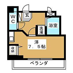 グレイス吹上 6階1Kの間取り