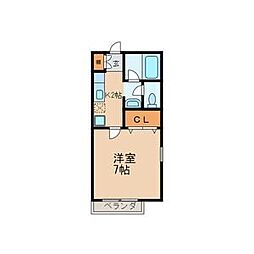 グランピェール 1Kの間取図画像