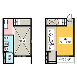 グレーシア 2階1Kの間取り