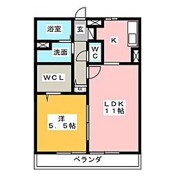 ボヌール今池南　Ｂ棟 1階1LDKの間取り