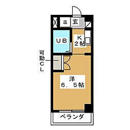ジュネス今池 4階1Kの間取り