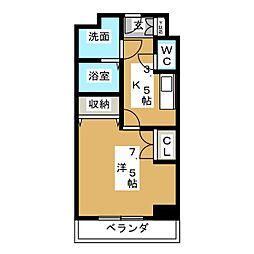 メイビル覚王山 1Kの間取図画像