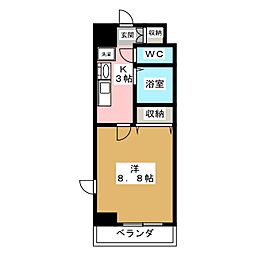 名古屋市営東山線 覚王山駅 徒歩5分の賃貸マンション 5階1Kの間取り