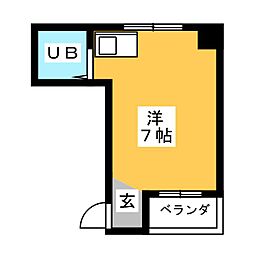 池下小塚ビル 2階ワンルームの間取り