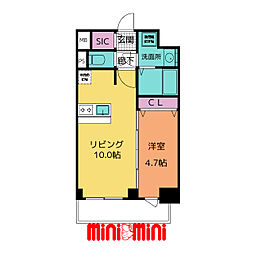 プレサンス広小路通今池 6階1LDKの間取り