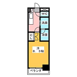 シティライフ今池 7階1Kの間取り