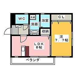 Ｊｕ・Ｊｕ 3階1LDKの間取り