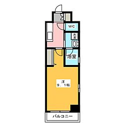 ルミノス千種 9階1Kの間取り
