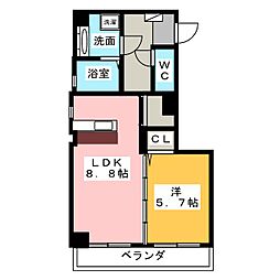 Ｊｕ・Ｊｕ 1階1LDKの間取り