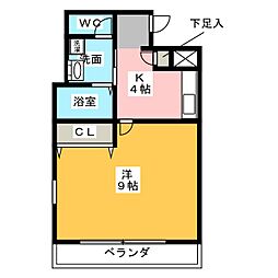 オレンジヴィラ若水 1Kの間取図画像