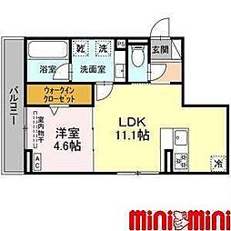 名古屋市千種区内山2丁目アパート 1LDKの間取図画像
