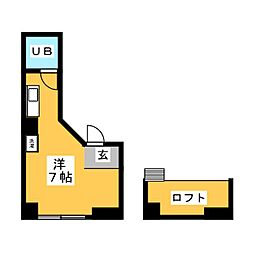 グローリー・サン ワンルームの間取図画像