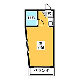 ハートインカヤバ ワンルームの間取図画像
