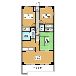 覚王山センタービル 3LDKの間取図画像