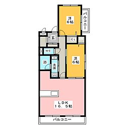 クリスタルスクエア 2LDKの間取図画像