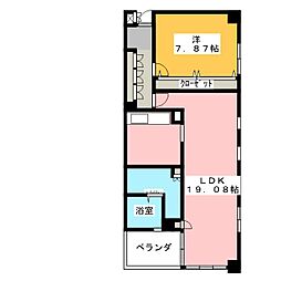 御棚町ヒルズ 1LDKの間取図画像