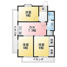 カーサ吹上 3DKの間取図画像