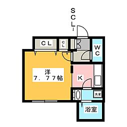 BRANCHE覚王山 ワンルームの間取図画像