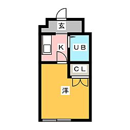 プリマドール萱場 1Kの間取図画像