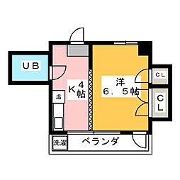 石原ビル 1Kの間取図画像