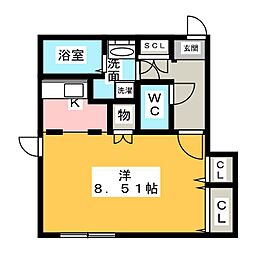BRANCHE覚王山 ワンルームの間取図画像
