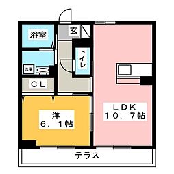コンフォール吹上 1LDKの間取図画像