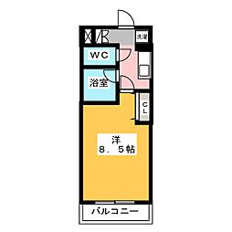コーラル観月 1Kの間取図画像
