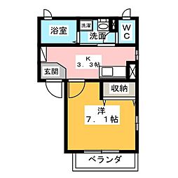 アルドール 1Kの間取図画像