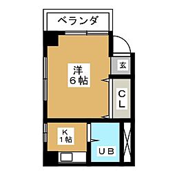 ユニオンビル ワンルームの間取図画像