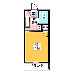 ベリーズ丸山A棟 1Kの間取図画像