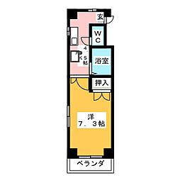 フローラル二瀬 2階1DKの間取り