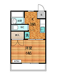 フォーブル木村 1Kの間取図画像