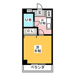 コーポ円山 4階1Kの間取り