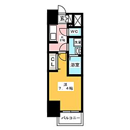 S-RESIDENCE豊国通 10階1Kの間取り