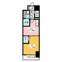 グランパークタワー 8階1DKの間取り