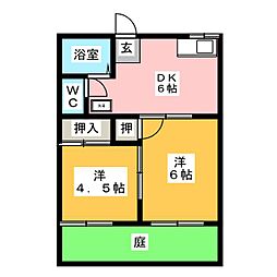 エクセル宝 2DKの間取図画像