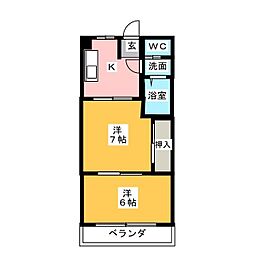 サンシャイン稲上 2Kの間取図画像