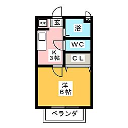 エスペランサ森田 1Kの間取図画像