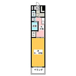 クレセール・サン 1Kの間取図画像