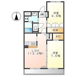 グランドソレイユ千成 2LDKの間取図画像