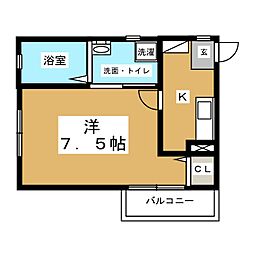 CasaAvenueNakamura 1Kの間取図画像