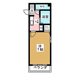 はあとTWO2002 1Kの間取図画像