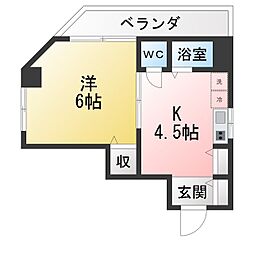 公園ビル 1Kの間取図画像