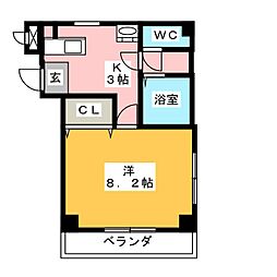 アーデルハイム 1Kの間取図画像