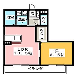 ボヌール 1LDKの間取図画像