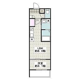 MOVE中村公園SOUTHII 1LDKの間取図画像