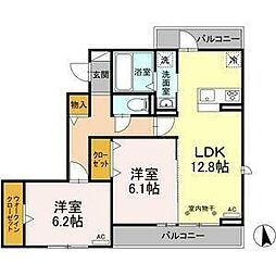 ラ・ペルシュ 2LDKの間取図画像
